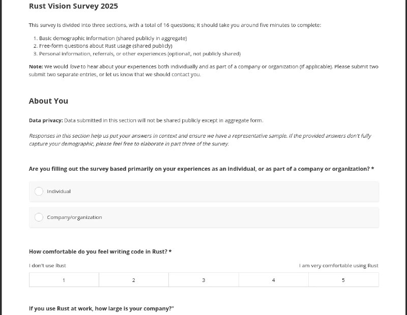 Rust Is Looking For Your Feedback To Help Guide Its Future