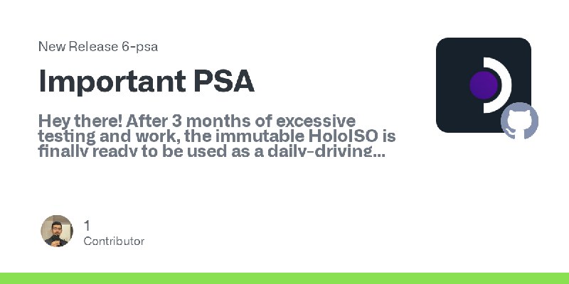 Release Important PSA · HoloISO/holoiso