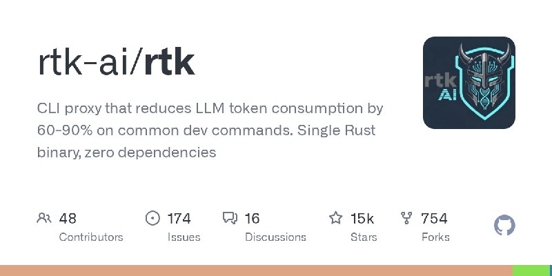 GitHub - rtk-ai/rtk: CLI proxy that reduces LLM token consumption by 60-90% on common dev commands. Single Rust binary, zero dependencies