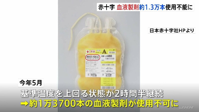 献血で集めた血液から作る「血液製剤」約1.3万本分が使用不能に　厚労大臣「献血者の善意による貴重な血液製剤」再発防止策を要請 | TBS NEWS DIG