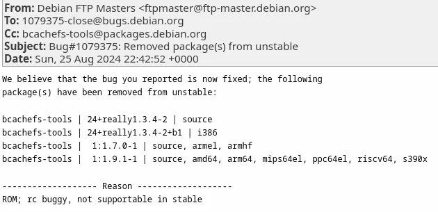 Debian Orphans Bcachefs-Tools: 