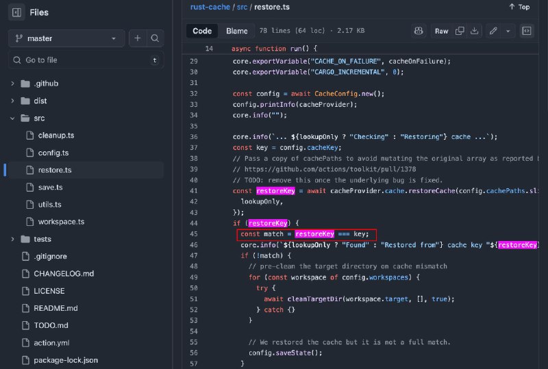 看到这种同时赋值和判断的代码就觉得辣眼睛怎么会有语言允许用户这么干……而且不开玩笑，我第一反应以为这句话是在干下面两件事：(let match = restoreKey); (if match === key)