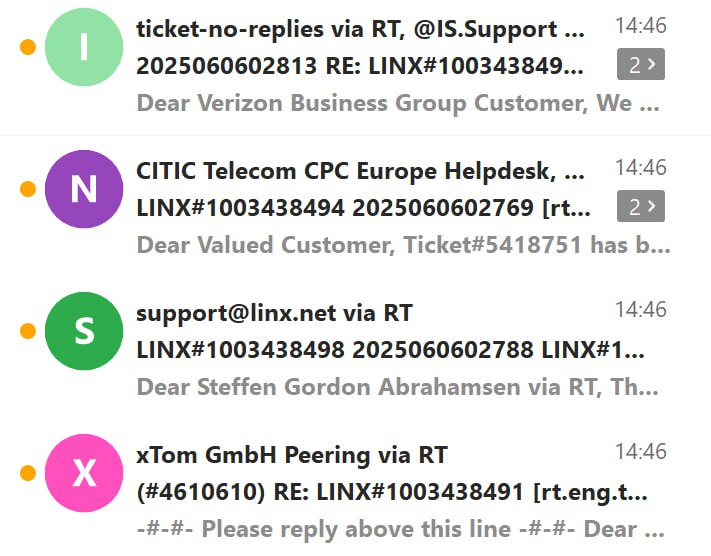 这些邮箱里有一些是接入客服系统的，所以在收到邮件的时候会创建工单，并发送给所有相关人士