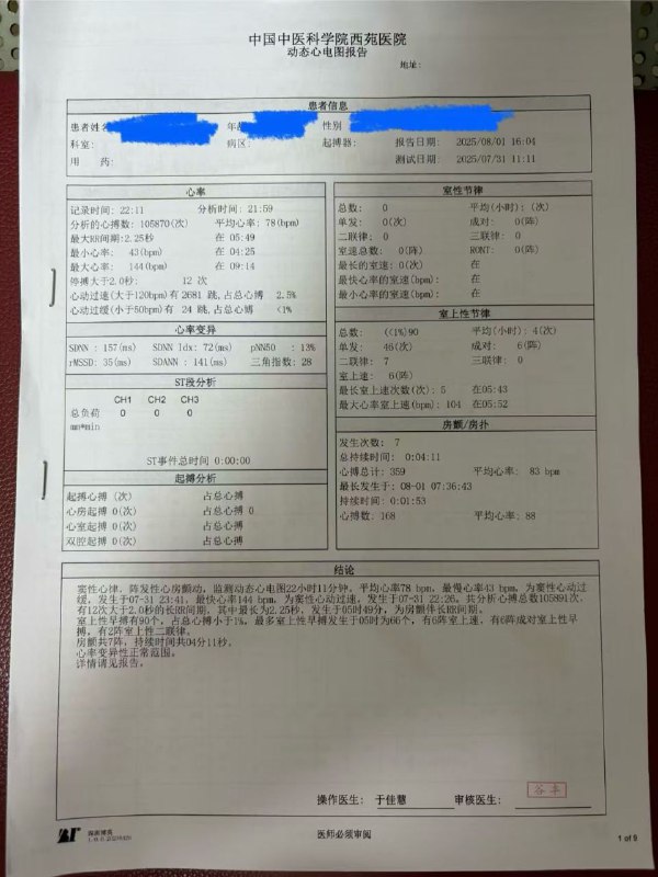 去年 8 月第一次查到房颤时只有 7 阵次​吃了快半年心率平（盐酸普罗帕酮）以后复查，房颤增加到 45 阵次不说，还多了好多症状😇去年 8 月第一次查到房颤时只有 7 阵次​吃了快半年心率平（盐酸普罗帕酮）以后复查，房颤增加到 45 阵次不说，还多了好多症状😇