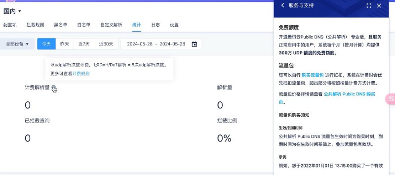 腾讯云早上人还没睡醒就打电话过来提醒我因为欠费 6 分钱相关服务要被停机了晚上下班去看了一眼，是 DNSPod 专业版解析产生的费用